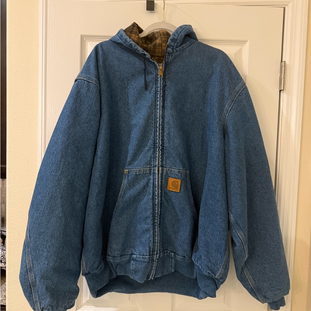 Vintage Carhartt Classic Denim Blue Hooded Jacket